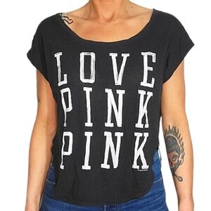 Pink by VS LOVE PINK Loose Fit Shirt Size X Small Black